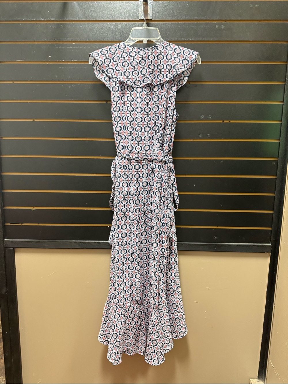 NWT Max Studio Wrap Maxi Dress Ruffle High Low Blue Print Size M - Picture 6 of 6